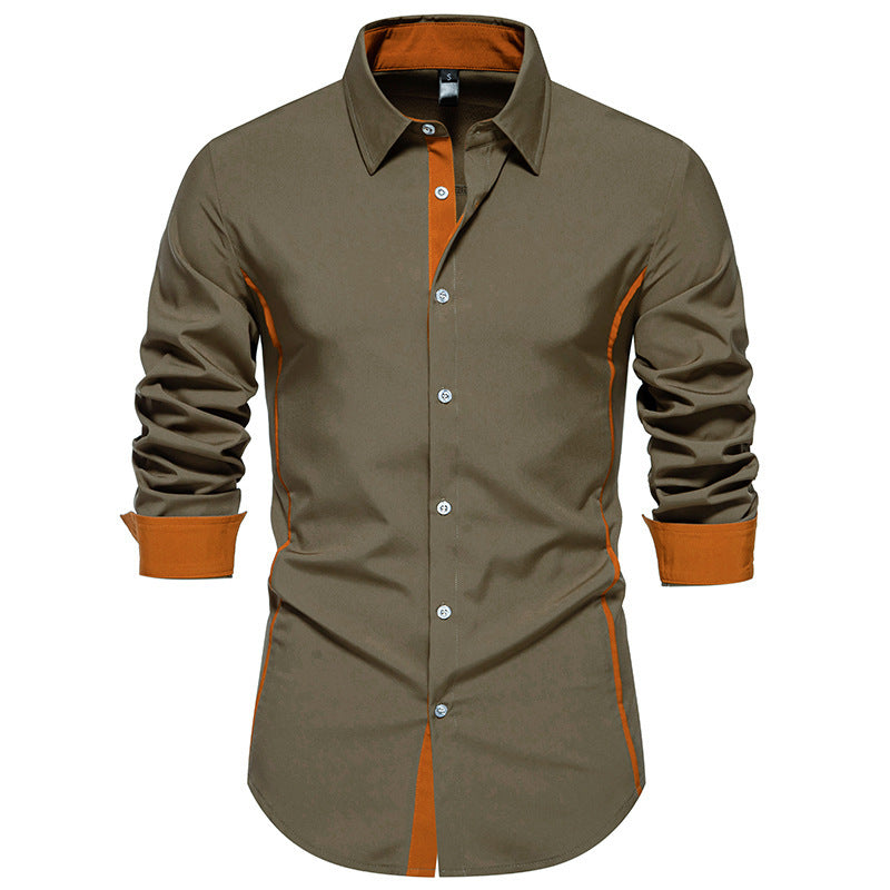 Herren Langarmhemd Modern Kontrast Details