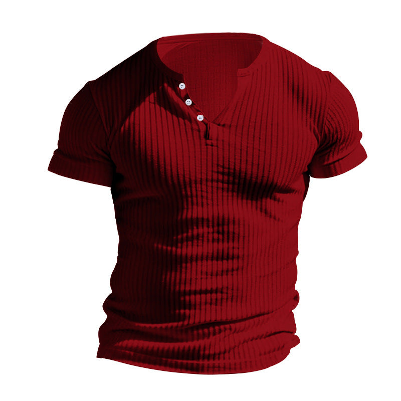 Herren Kurzarm T-Shirt Ripp-Design Klassisch