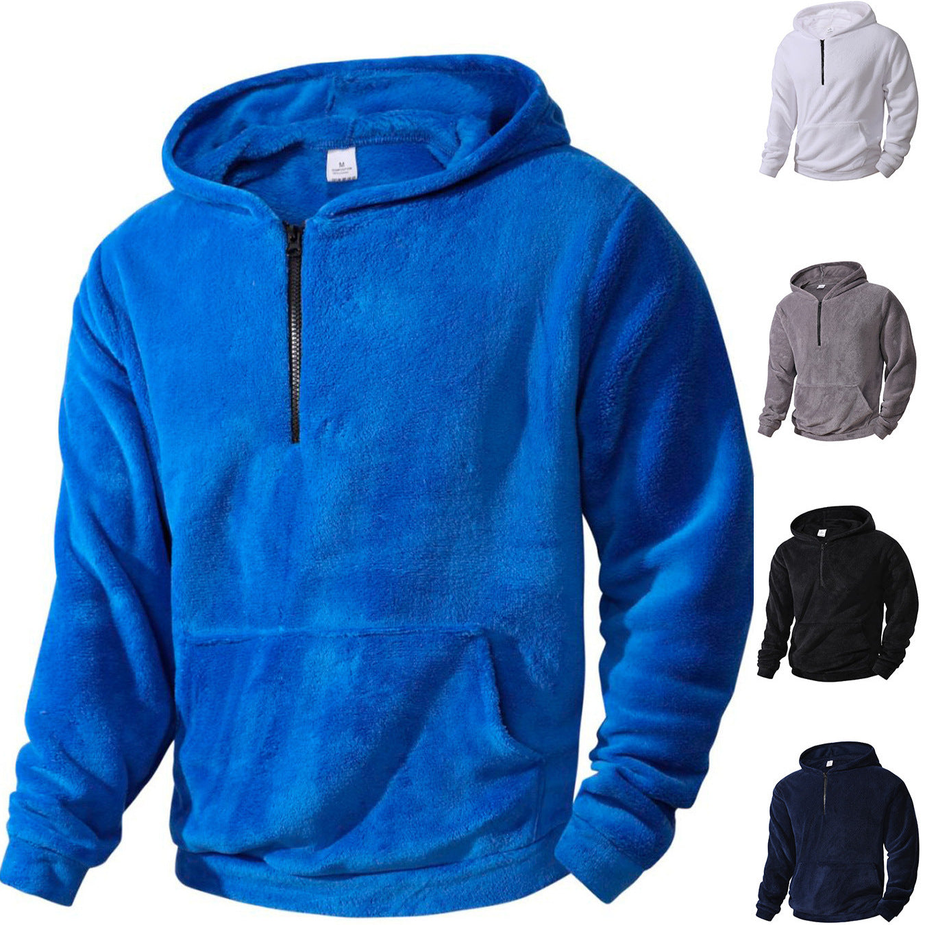Herren Fleece Hoodie Modern Halblanger Reißverschluss - IdealeKleiden