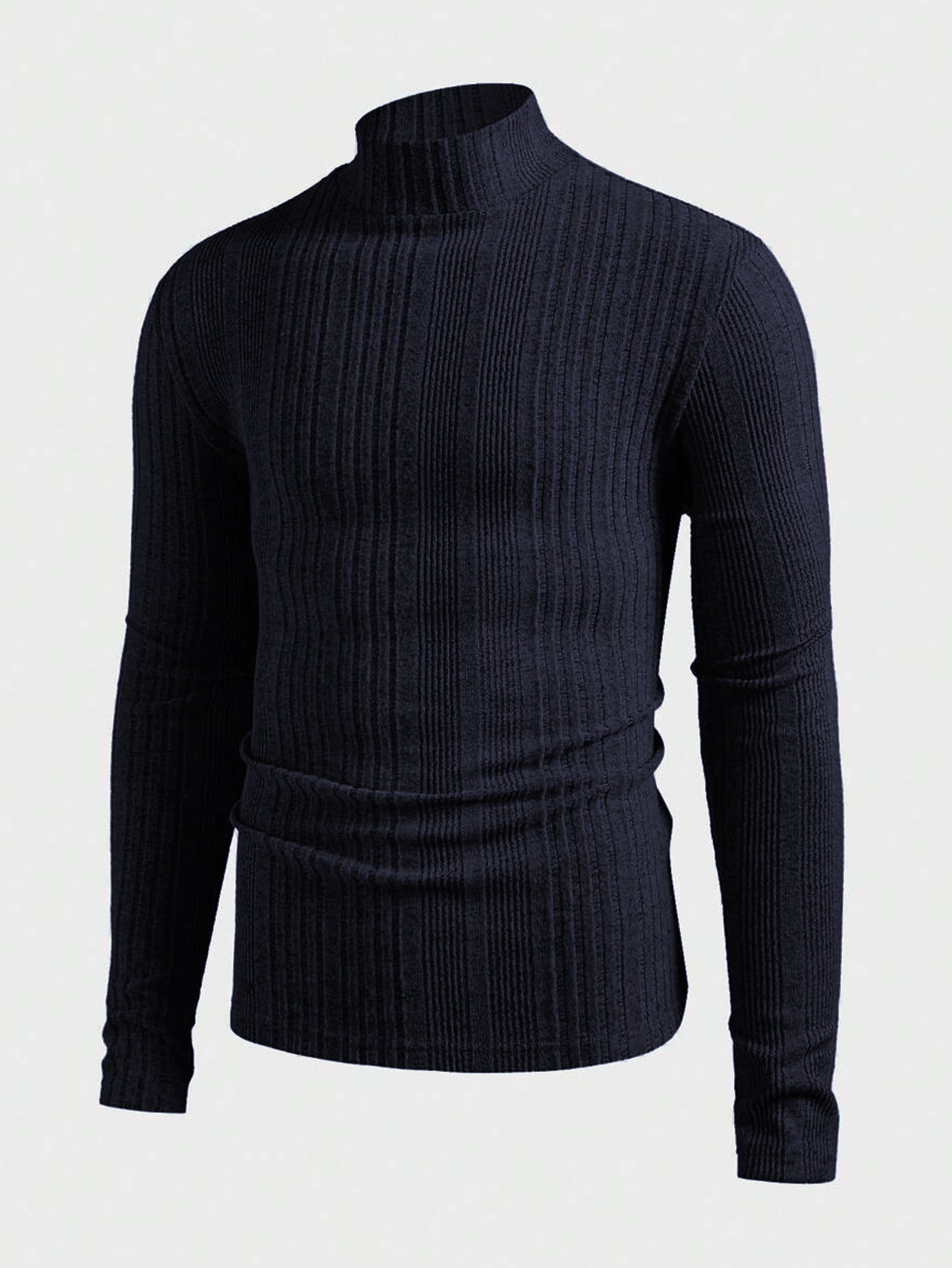 Herren Pullover Strick Hochkragen Rippoptik