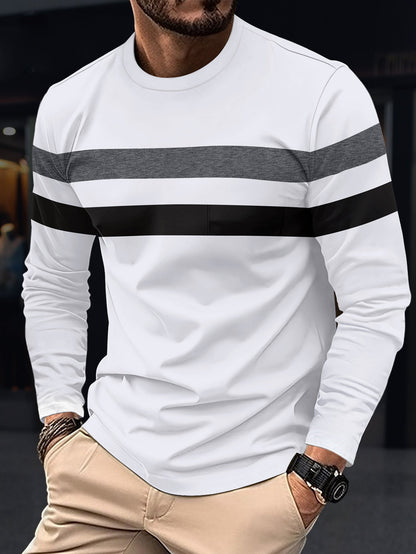 Herren Langarmshirt Sportlich Streifen Modisch