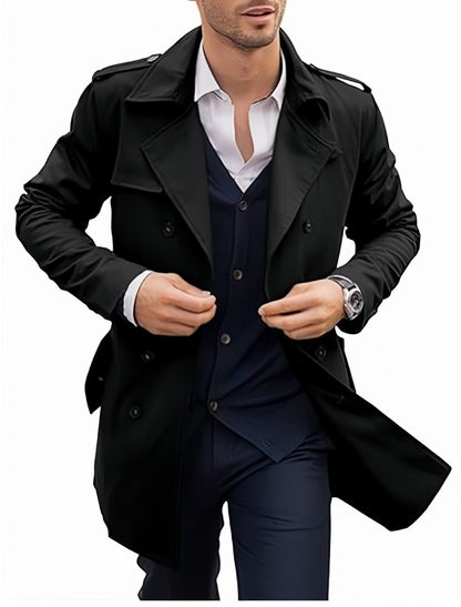 Herren Trenchcoat Elegant Strukturiert Doppelreihen Knöpfe