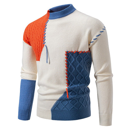 Herren Pullover Modern Muster Hochkragen Style