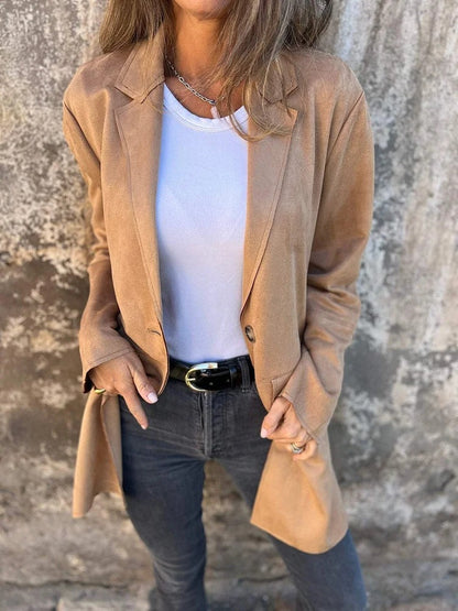 Damen Suede Blazer Elegant Bequem