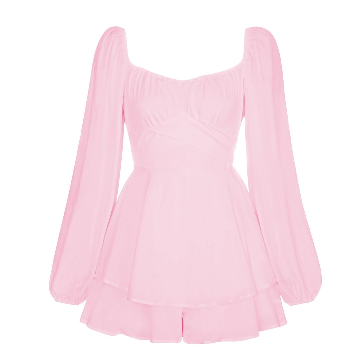 Damen Minikleid Römisches Puffärmel Design