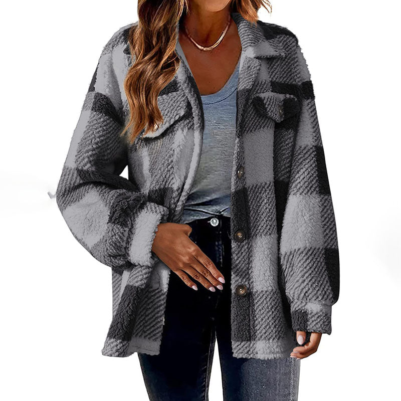 Stylischer Karomantel Damen Winter