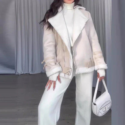 Winterjacke Warm Elegant Breit Revers