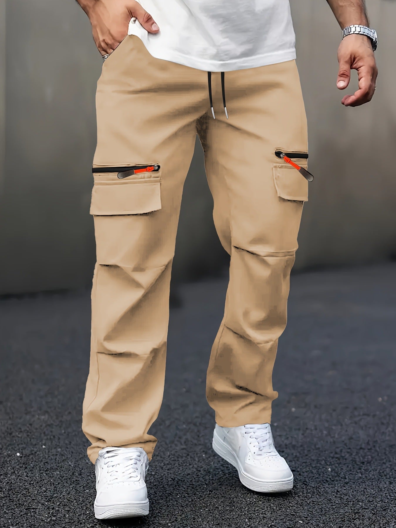 Herren Cargo Hose Bequem Elastisch Große Taschen