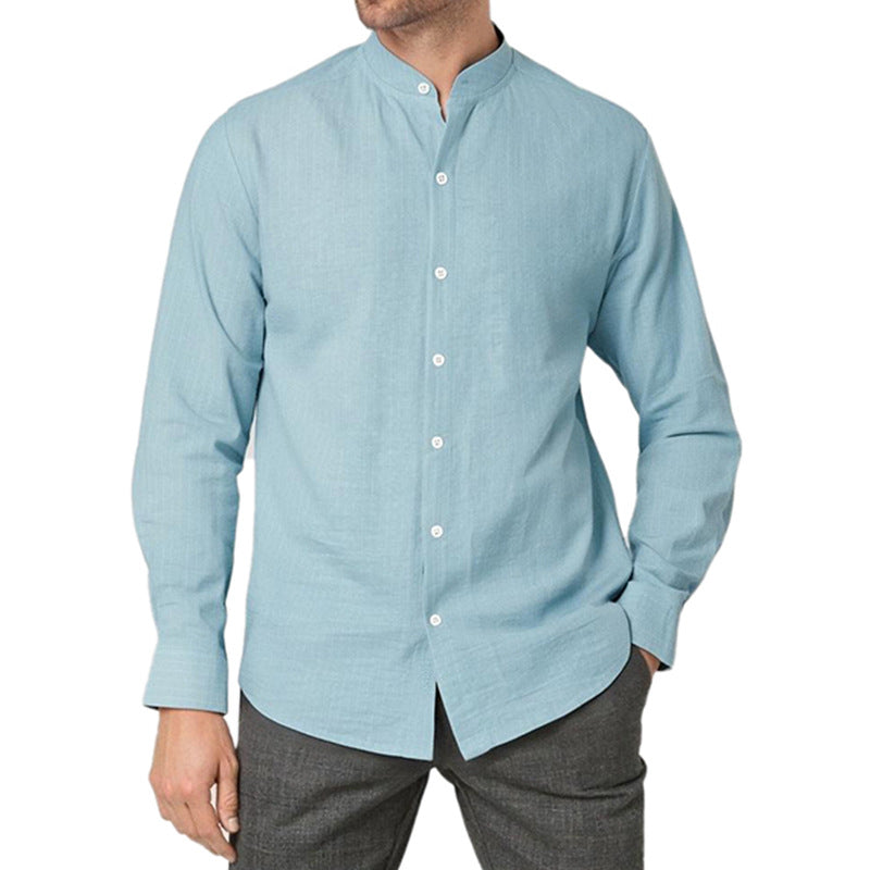 Herren Hemd Modern Streifen Stehkragen Eleganz