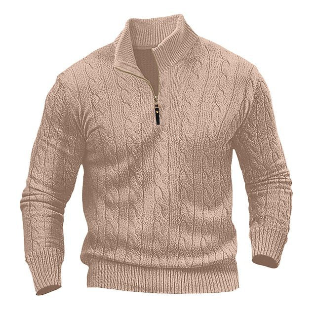 Herren Pullover Modern Zopfmuster Offener Kragen