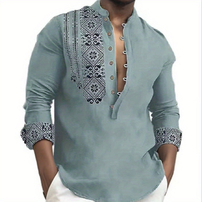 Herren Hemd Langarm Ethno Style Modern