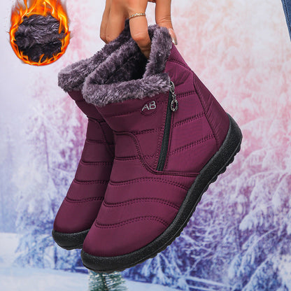 Damen Winterstiefel Warm Kuschelig Reißverschluss