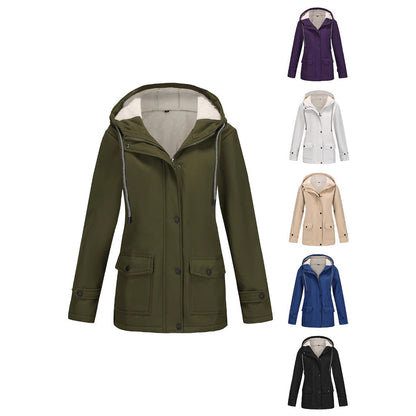 Damen Winterjacke Warm Fleece Kapuze Outdoor - IdealeKleiden