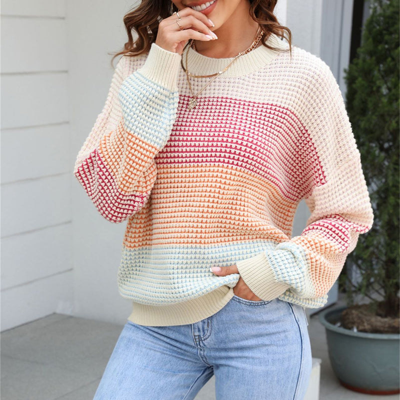 Modischer Strickpullover Farbblock Design