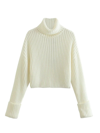 Damen Strickpullover Hochkragen Elegantes Design