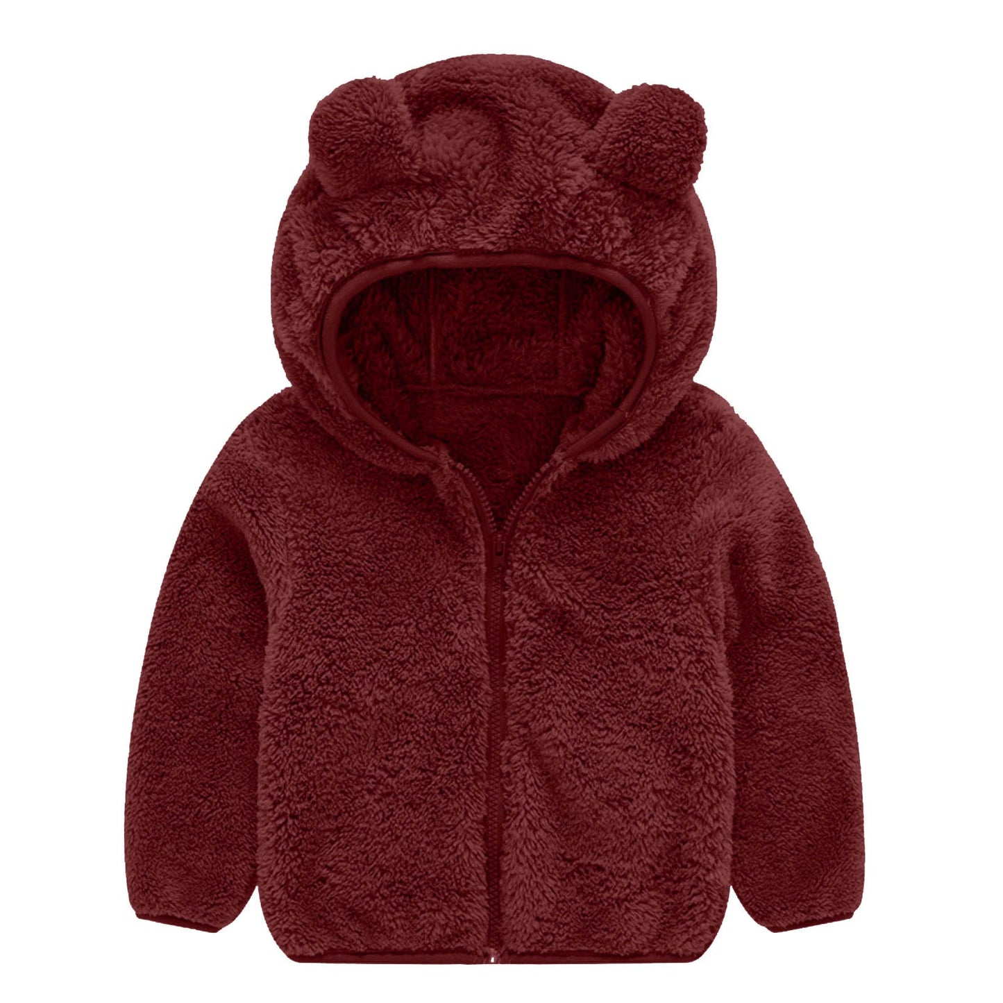Damen Fleecejacke Bärenohren Mütze Warm Kuschelig