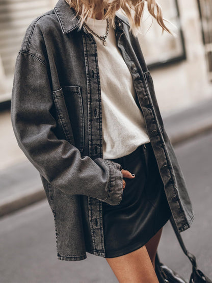 Damen Oversized Jeansjacke Trendy Sommerkleidung