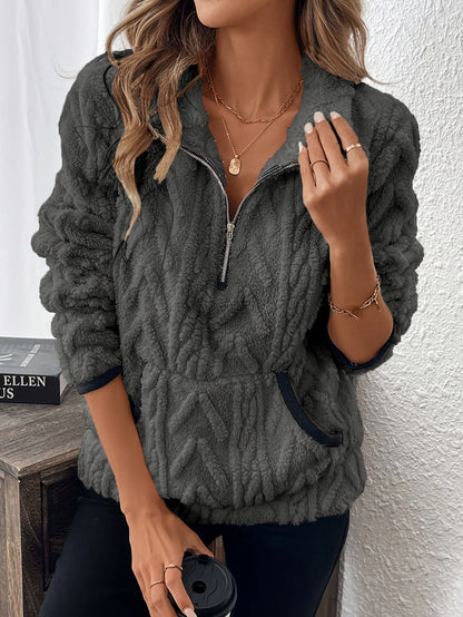 Damen Weicher Teddy-Pullover Hoher Kragen