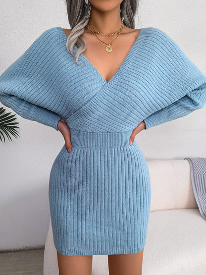Damen Kleid V-Ausschnitt Kurz Sommerkleid