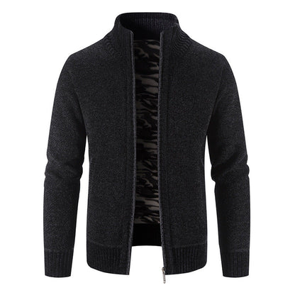 Herren Strickjacke Hochkragen Praktisch Reißverschluss Taschen