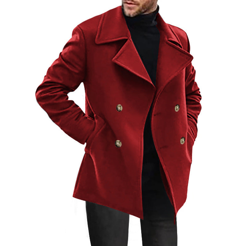 Herren Wollmantel Elegant Doppelter Knopfverschluss
