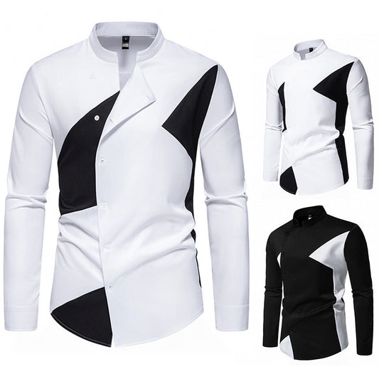Herren Hemd Modern Asymmetrisches Design - IdealeKleiden