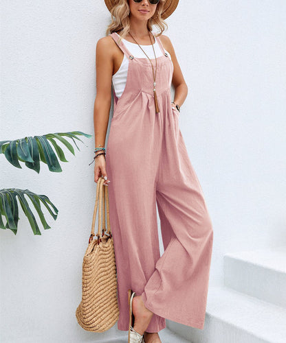 Damen Jumpsuit Modern Weites Bein Verstellbar
