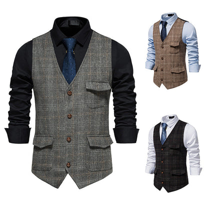 Herren Weste Elegant Karo Muster Praktisch - IdealeKleiden
