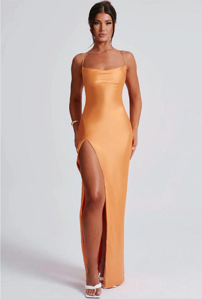 Damen Maxikleid Elegant Spitze Träger Lang