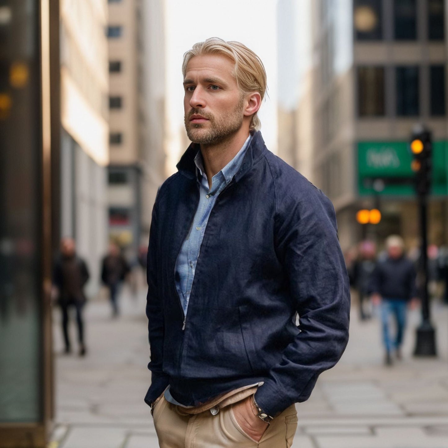 Herren Übergangsjacke Leicht Moderner Stehkragen