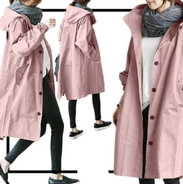 Damen Oversized Trenchcoat Kapuzenmantel Stilvoll