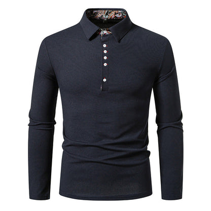 Herren Poloshirt Langarm Moderner Kragen Stil