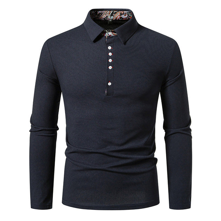 Herren Poloshirt Langarm Moderner Kragen Stil