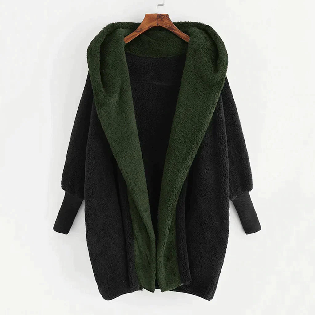Weicher Damen Cardigan-Mantel mit Kapuze und Lockerer Passform