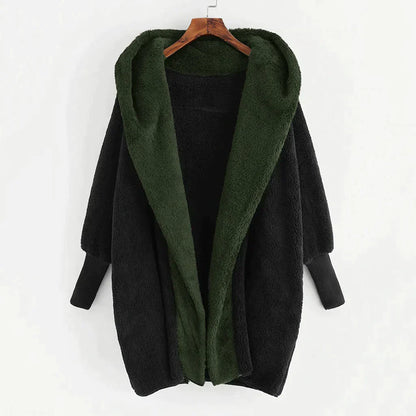 Weicher Damen Cardigan-Mantel mit Kapuze und Lockerer Passform