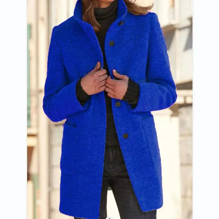 Elegante Damenjacke Lang Hochgeschlossener Kragen