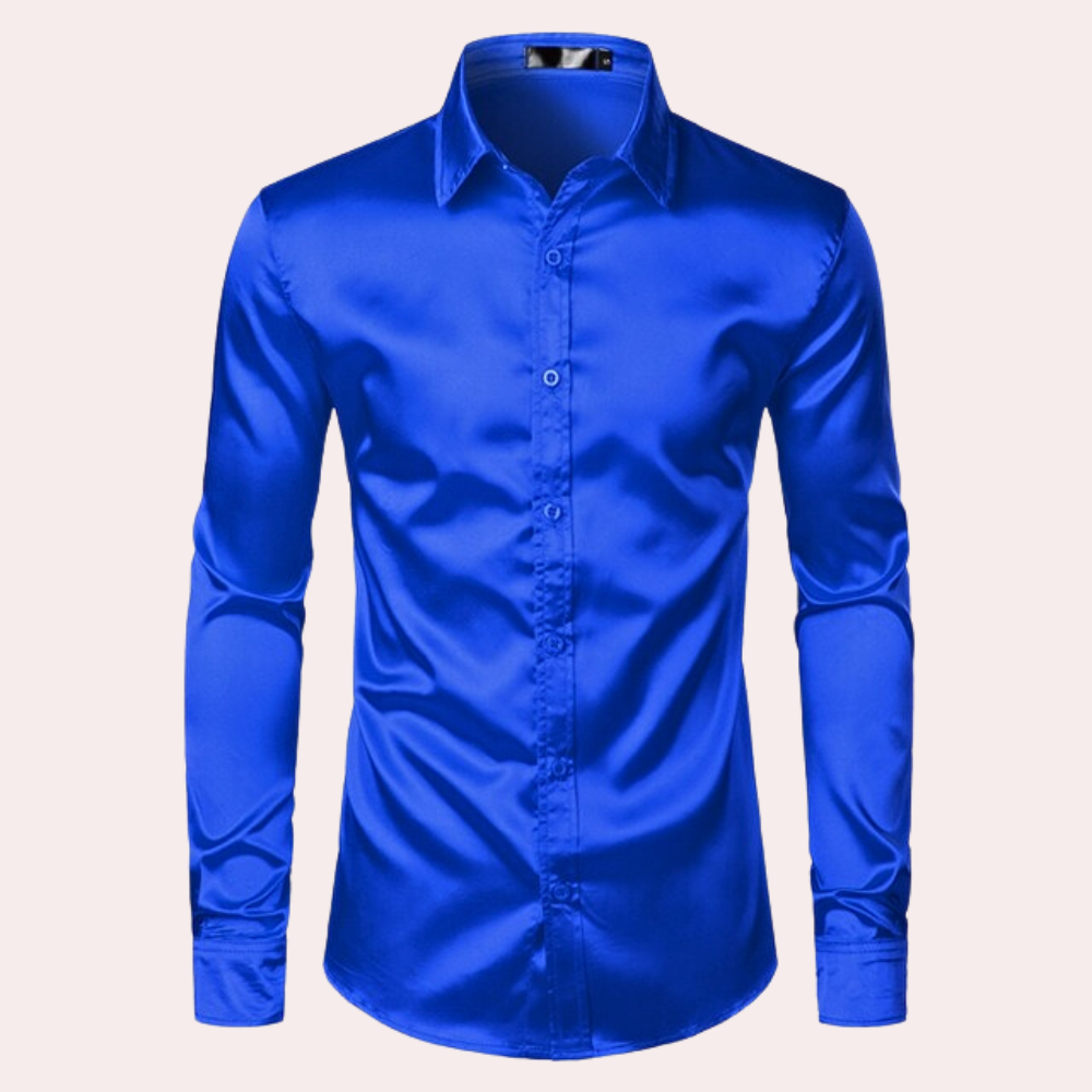 Herren Oberhemd Slim Fit Glänzend Blau