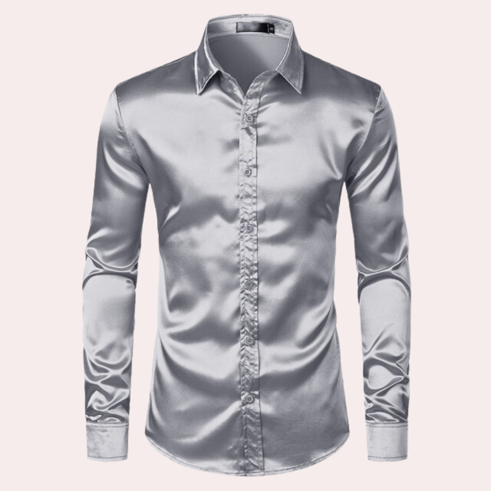 Herren Oberhemd Slim Fit Glänzend Blau