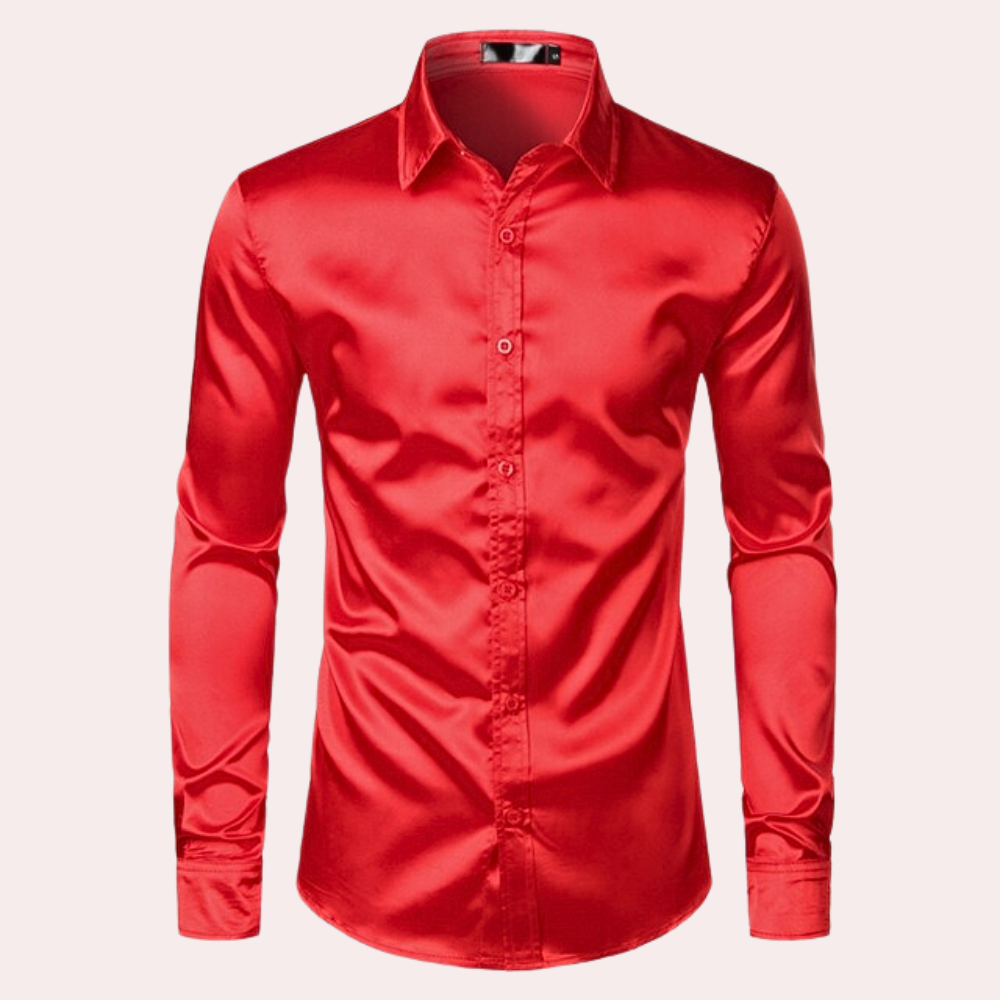 Herren Oberhemd Slim Fit Glänzend Blau