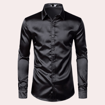 Herren Oberhemd Slim Fit Glänzend Blau - IdealeKleiden