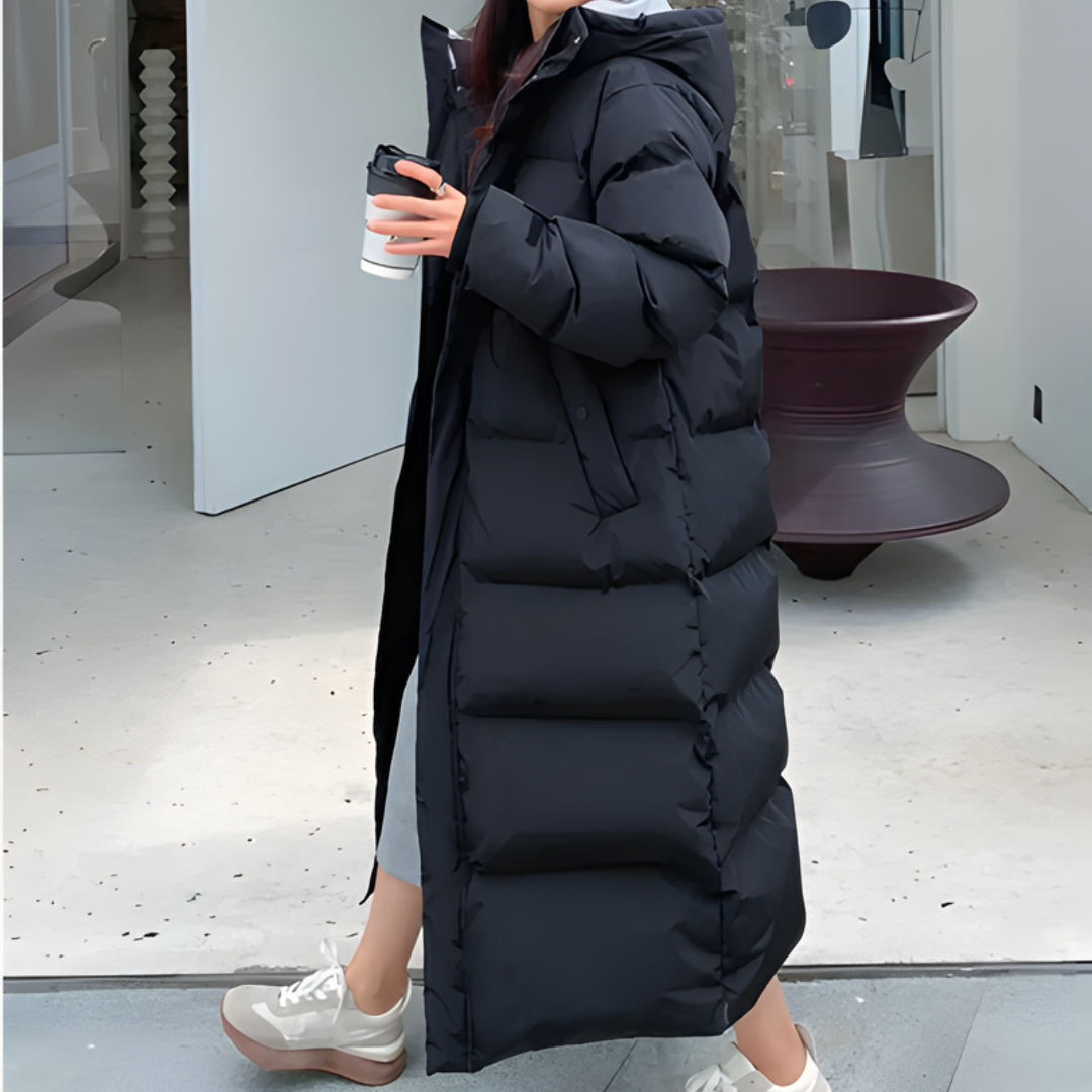 Winterjacke Damen Lang Kapuze Reißverschluss - IdealeKleiden
