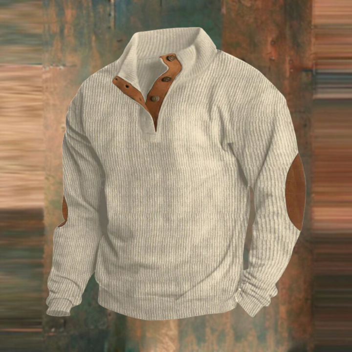 Herren Pullover Lässig Gerippt Knopfkragen