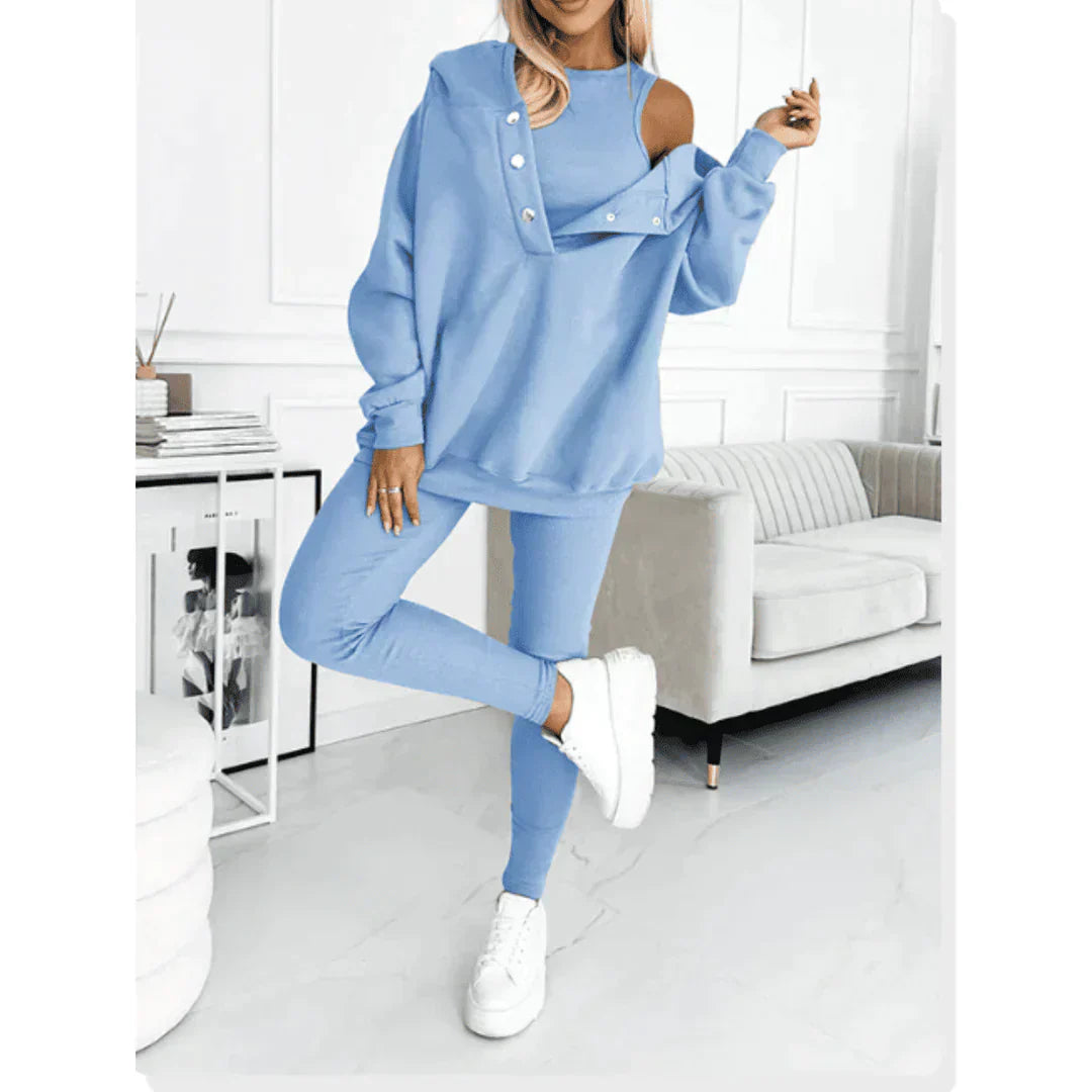 Damen Offshoulder Sweatshirt Set Weich - IdealeKleiden