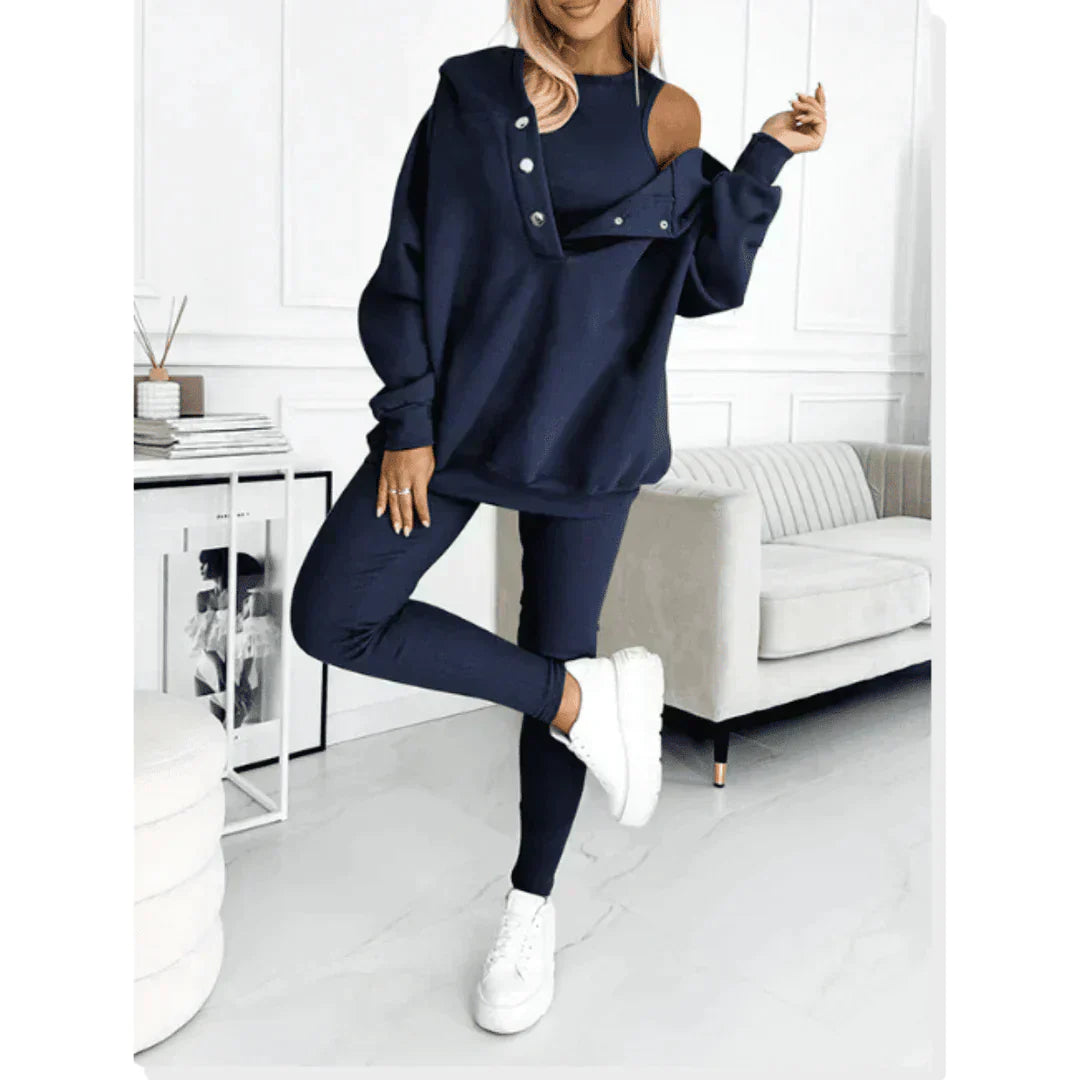Damen Offshoulder Sweatshirt Set Weich