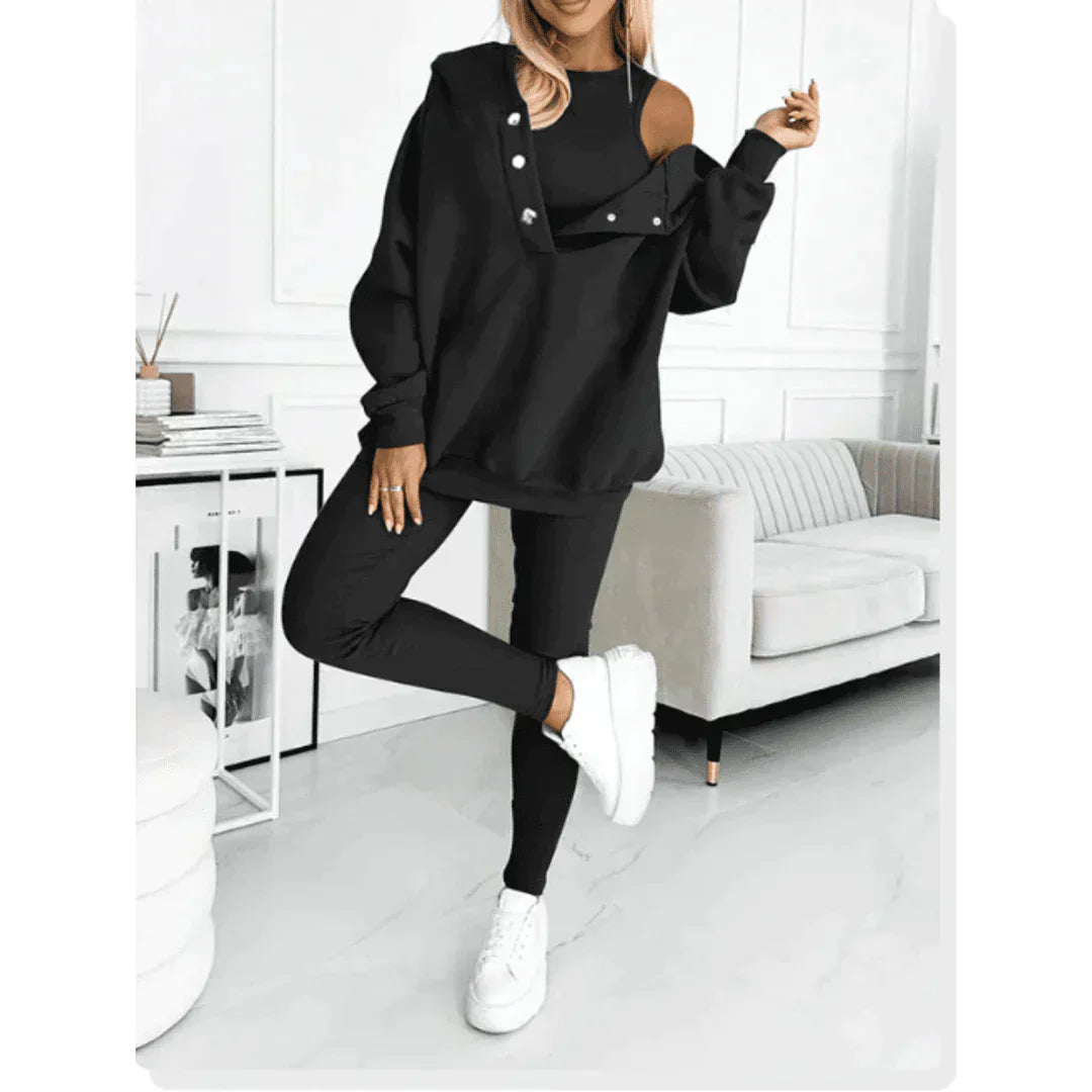 Damen Offshoulder Sweatshirt Set Weich