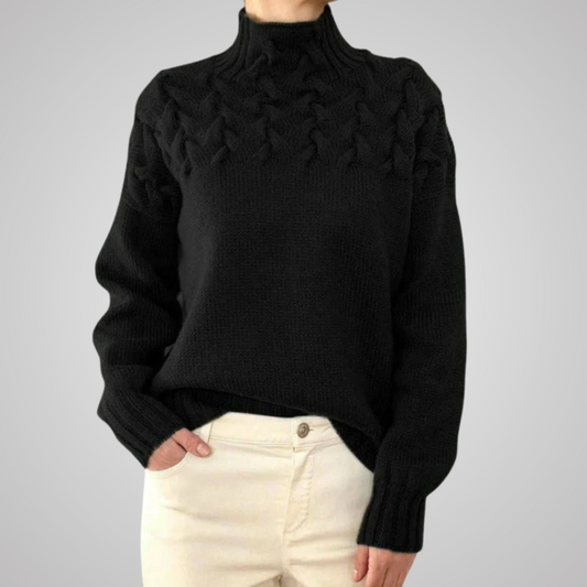 Elegantes Kleid | Strickpullover Hochgeschlossen Geflochtenes Design - IdealeKleiden