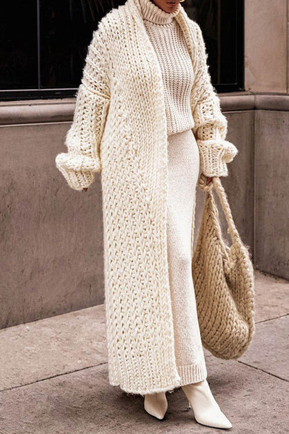 Große Strickjacke Offene Vorderseite Maxi Pullover Mantel