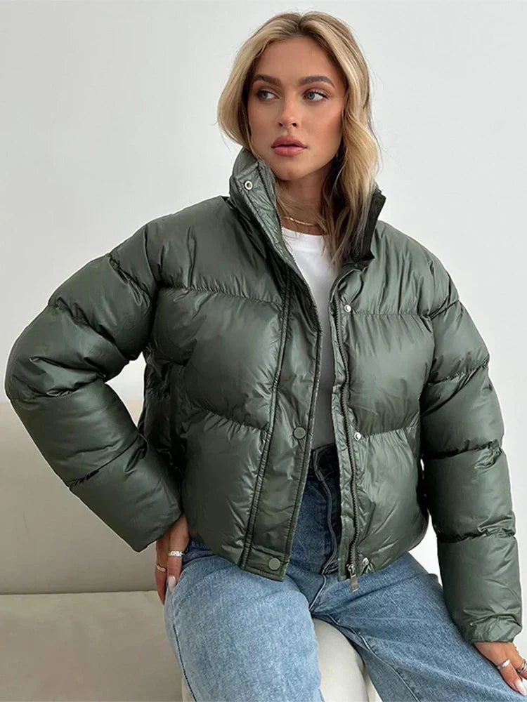 Warme Pufferjacke Kurz Damen