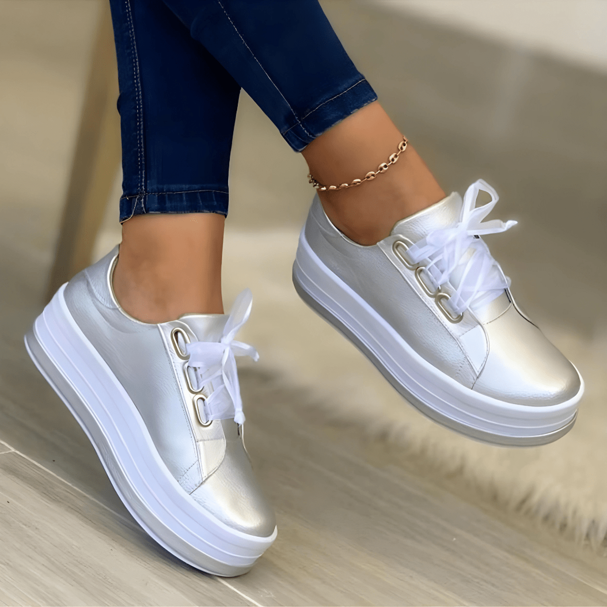 Damen Schnürschuhe Modern Freizeitlook