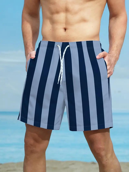 Herren Badehose Streifen Schnürung